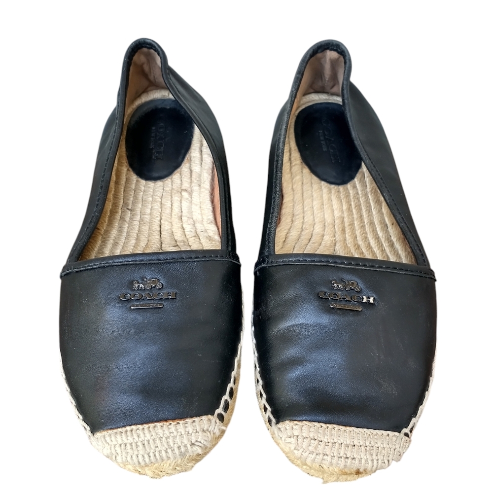 COACH Black Leather Espadrilles Women's Flats. SIZE 7US - Picture 3 of 14
